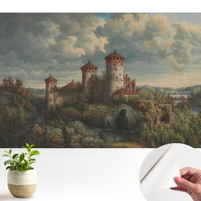 Tapeta do obývacího pokoje s motivem hradu uprostřed přírody