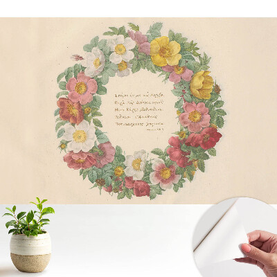 Tapeta do obývacího pokoje s klasickým květinovým věncem