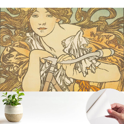 Tapeta se vzorem ženy na kole v secesním stylu