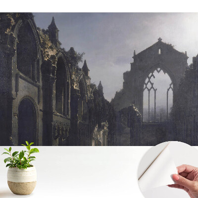 Tapeta do obývacího pokoje s architektonickým symetrickým motivem gotické zříceniny