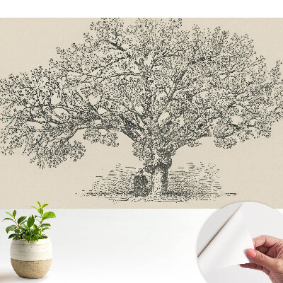 Tapeta do obývacího pokoje se stylizovaným motivem stromu v přírodních odstínech pro klasickou harmonii