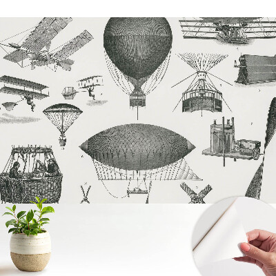 Tapeta na zeď s motivem leteckých vynálezů v retro stylu