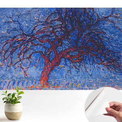 Tapeta s expresivním abstraktním motivem v odstínech modré