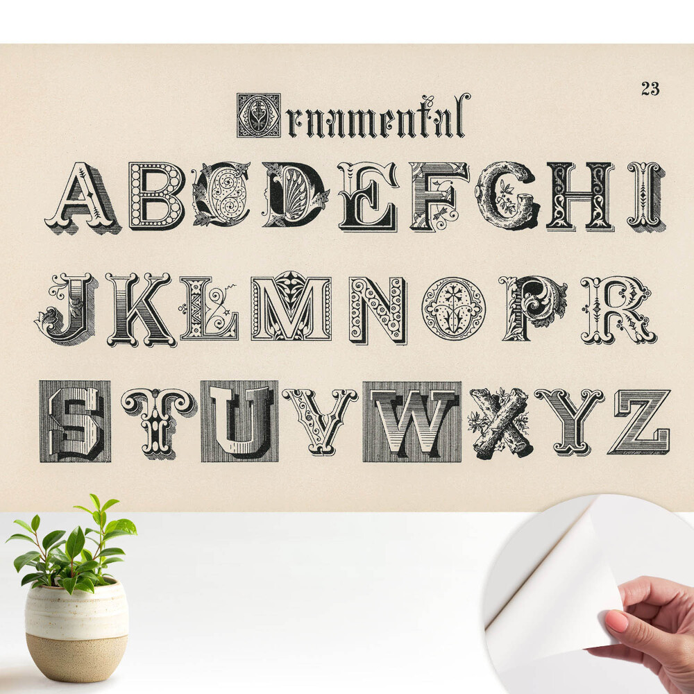 Tapeta do obyvaku Dekorativní retro písmena v klasickém stylu