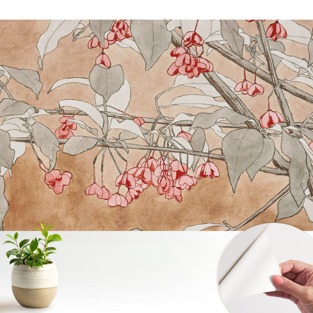 Tapeta Jemné květy a listy v jemných barvách