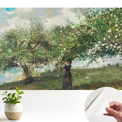 Tapeta do obývacího pokoje s motivem květinového stromu a ženy