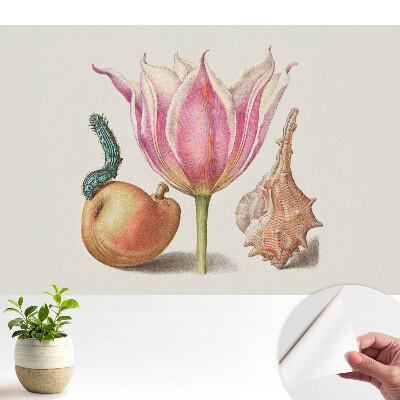 Tapeta do obývacího pokoje Harmonie s květinovým motivem a motivem housenek