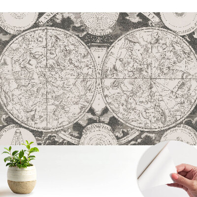 Tapeta do obývacího pokoje s motivem historických souhvězdí v retro kartografickém stylu
