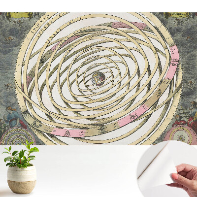 Tapeta do obývacího pokoje s historickým motivem nebeských sfér a planet