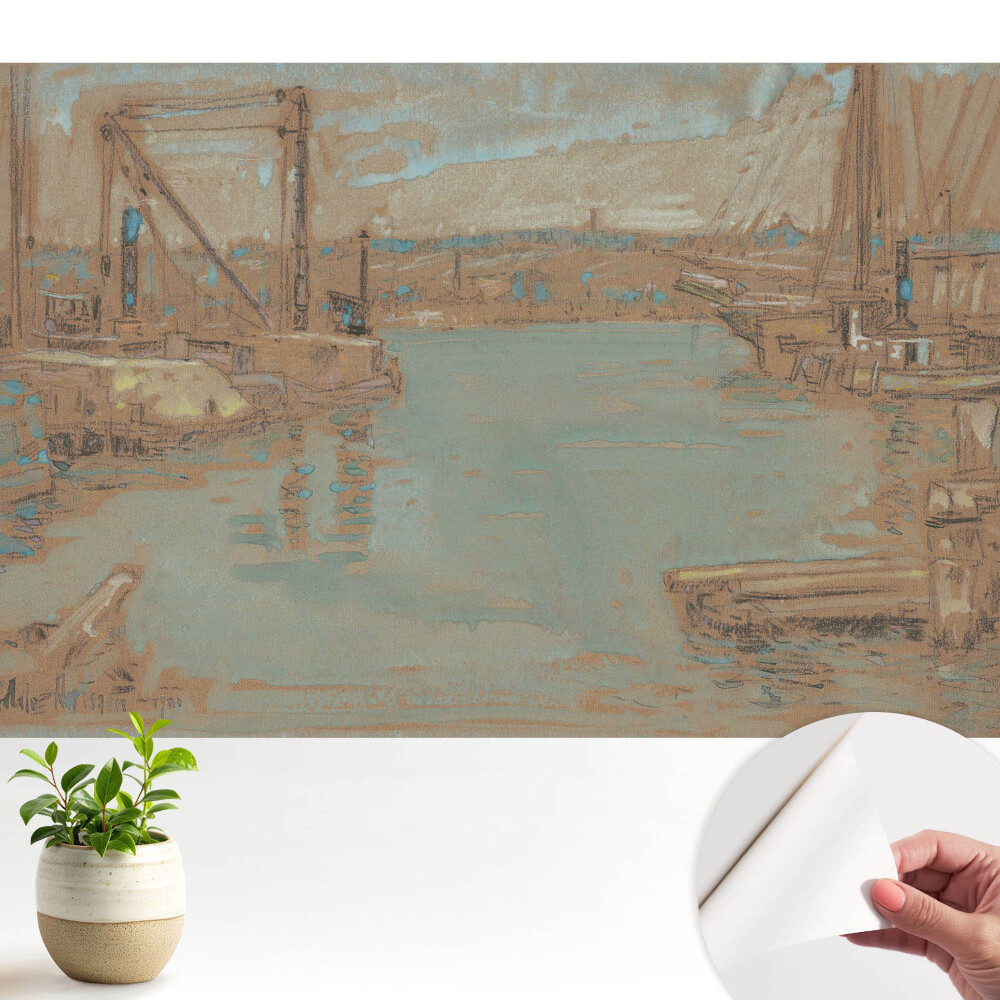 Tapeta Klasická přístavní krajina v odstínech modré