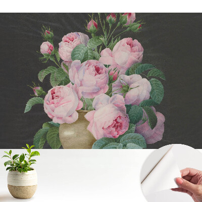 Tapeta Růžové růže v šedé váze