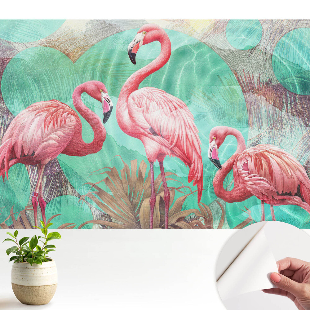 Tapeta Plameňáci v tyrkysové barvě