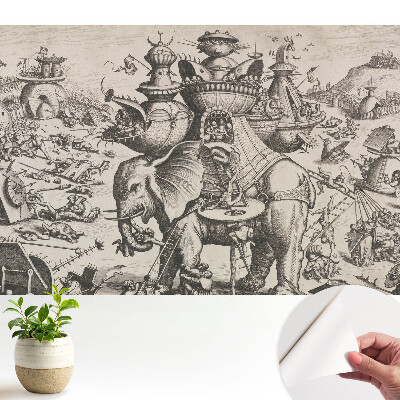 Tapeta se surrealistickou bitvou plnou detailů