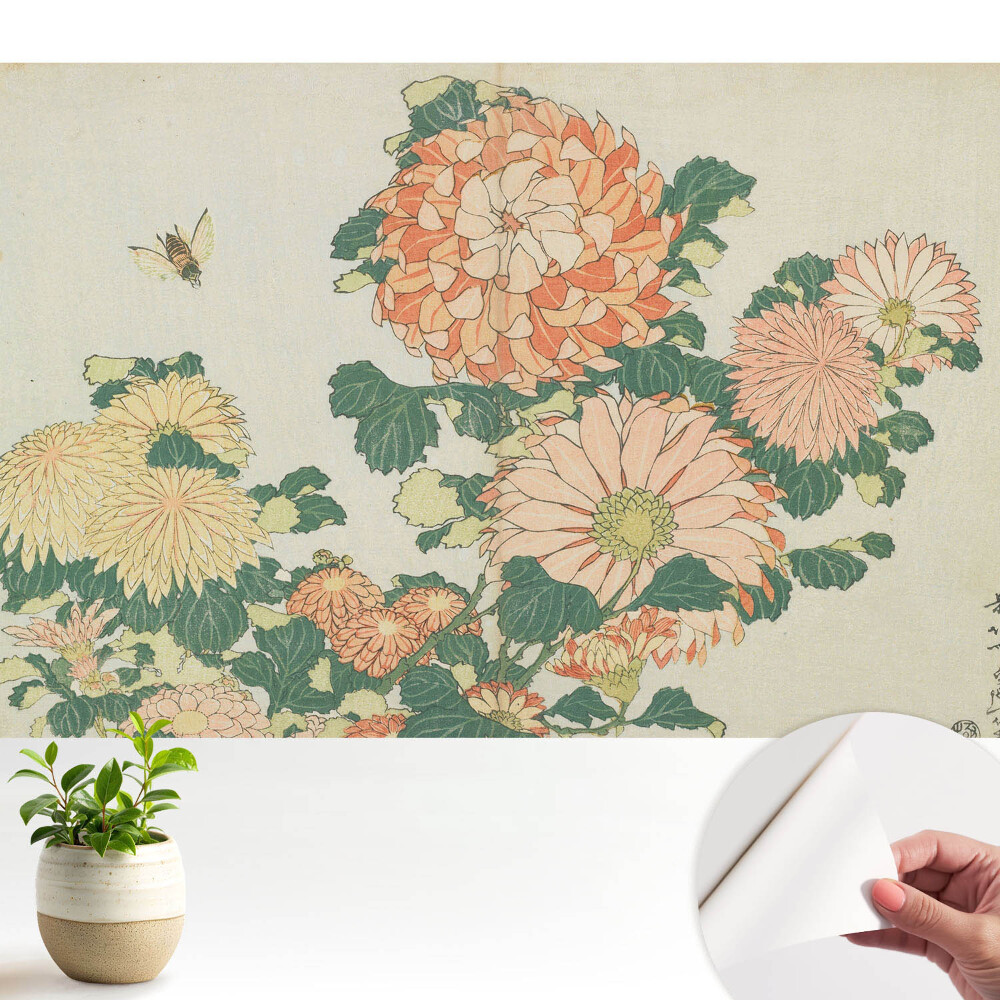 Tapeta na zeď Květy chryzantém, včela, harmonie