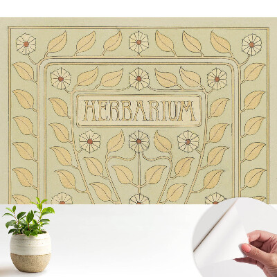 Tapeta do obyvaku Secesní rostlinné motivy s nápisem Herbarium