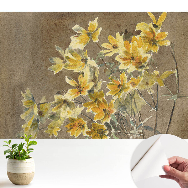 Tapeta do obyvaku Žluté květy na pozadí země