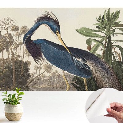 Tapeta do obývacího pokoje s exotickým ptákem na pozadí bujné vegetace