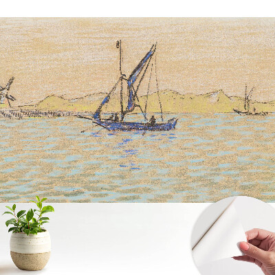 Tapeta na zeď s motivem pastelové krajiny a větrného člunu