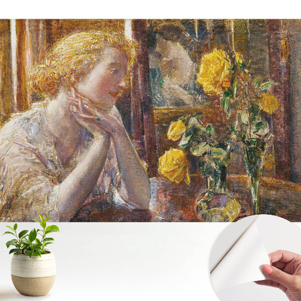 Tapeta Zamyšlená silueta a barevné květiny