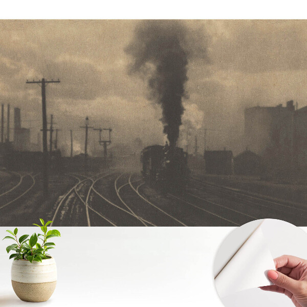 Tapeta na zeď Průmyslová kompozice s vlakem a továrnami