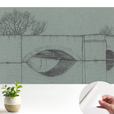 Tapeta s motivem mostu a řeky v klasickém stylu