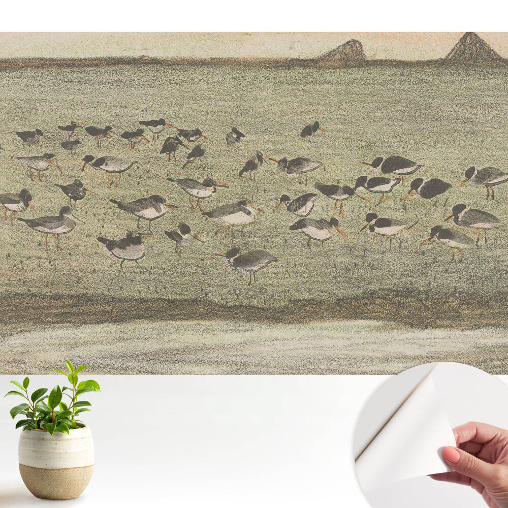 Tapeta do obyvaku Ptáci na louce v harmonické kompozici