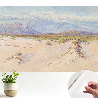 Tapeta do obývacího pokoje s motivem pouštní krajiny a vzdálenými horami