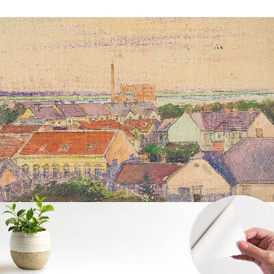 Tapeta na zeď s motivem atmosférického města v pastelových barvách