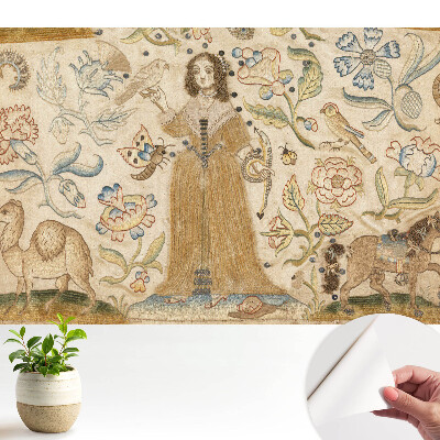 Tapeta Květinová krajina s postavou uprostřed