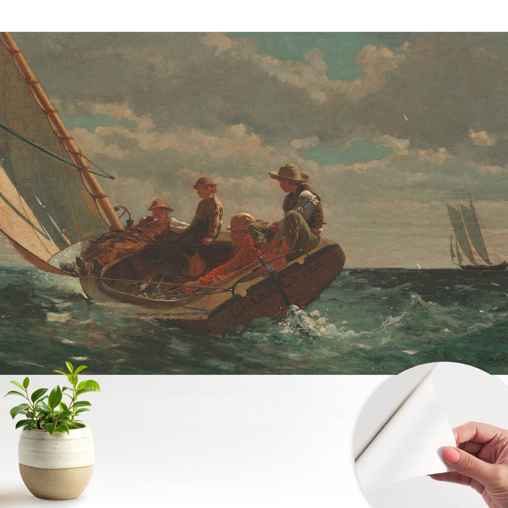 Tapeta Loď v rozbouřeném moři se skupinou lidí