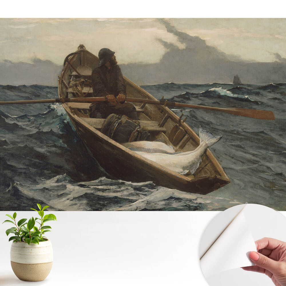 Tapeta do obyvaku Rybář loví ryby v rozbouřeném moři