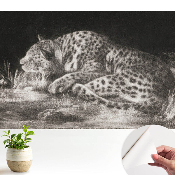 Tapeta do obyvaku Leopard odpočívající v trávě