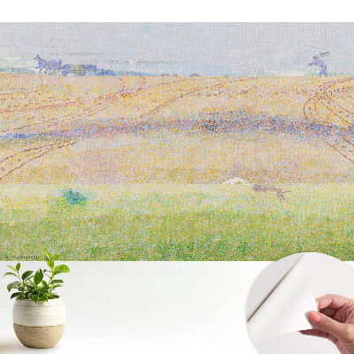 Tapeta s krajinou v pastelových barvách plná života