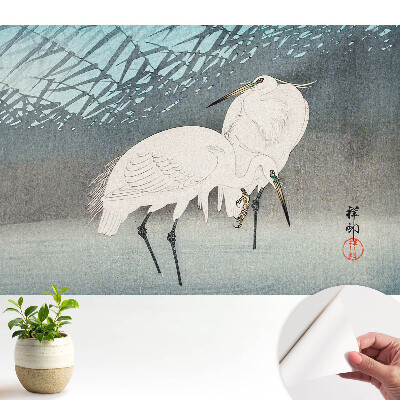 Tapeta s motivem tradičních ptáků v elegantním provedení s vodním detailem