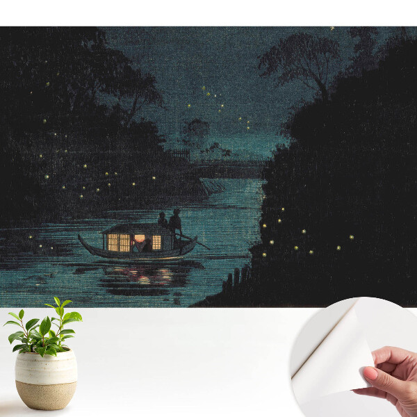 Tapeta Noční loď obklopená světluškami