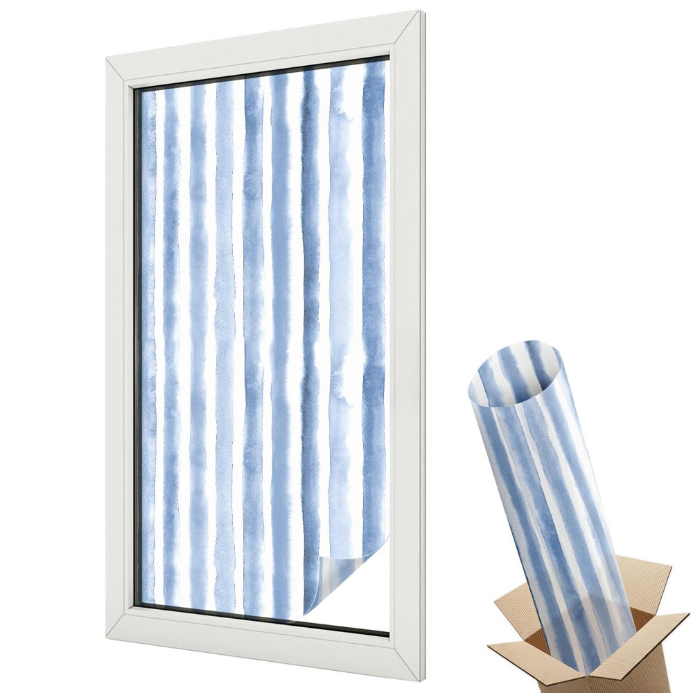 Protipohledová fólie na okna Modré pruhy