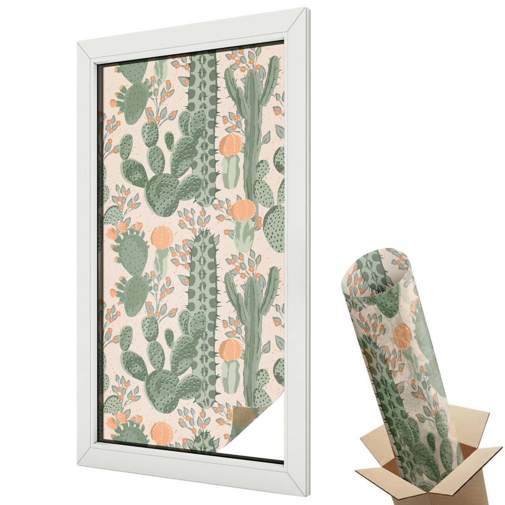 Protipohledová fólie na okna Zelené sukulenty