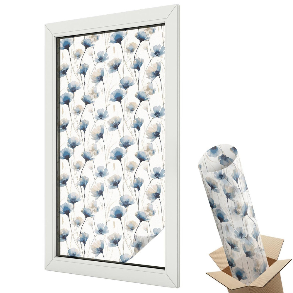 Fólie na okna proti slunci Modré květy