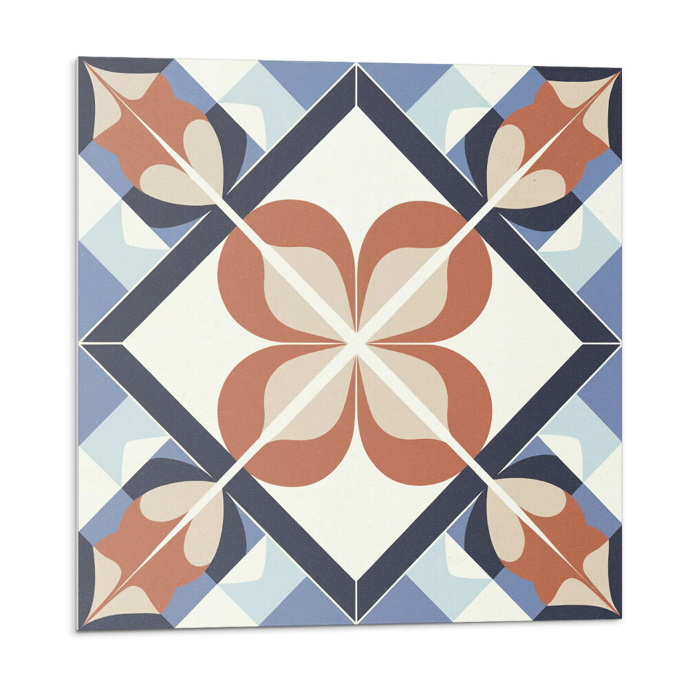 Samolepící podlahové čtverce Symetrický květinový vzor