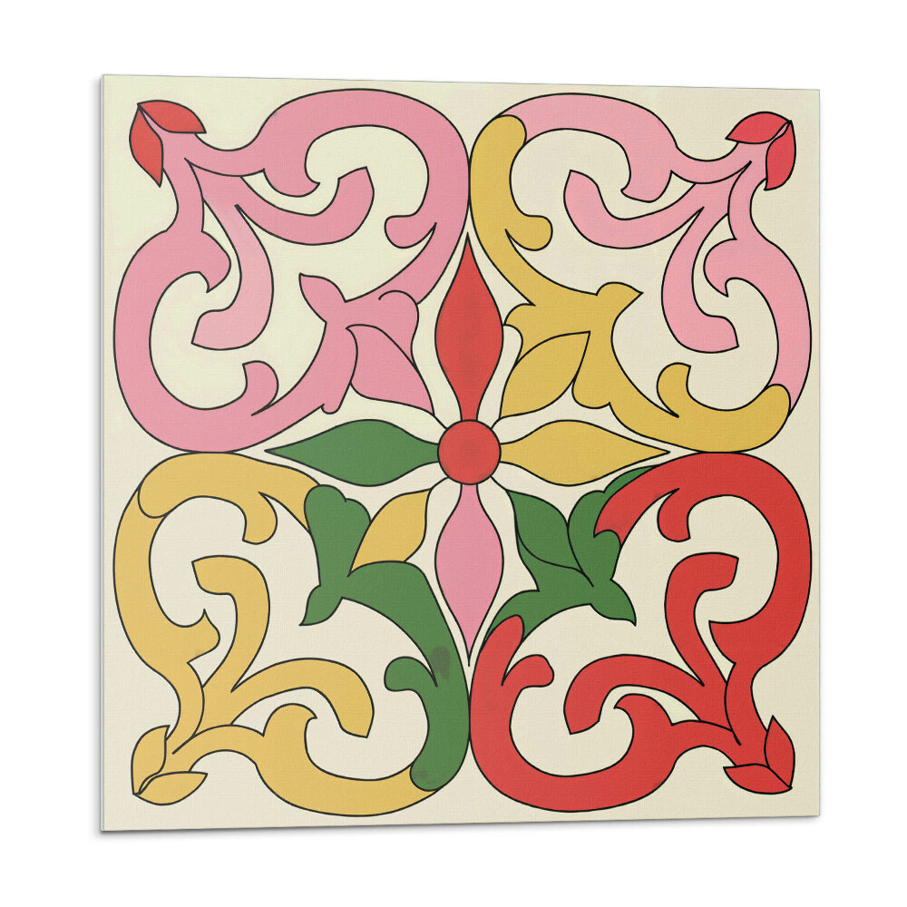 Samolepící dlaždice Květinový vzor s ornamenty