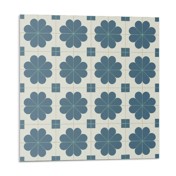 Samolepící podlahové čtverce Květinový károvaný vzor