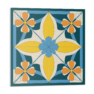 Samolepící podlahové čtverce Květinový geometrický vzor