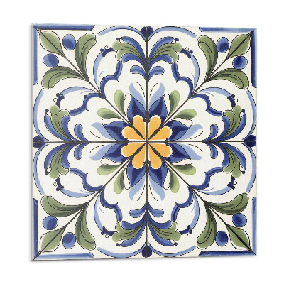 Samolepící podlahové čtverce Květinový keramický vzor