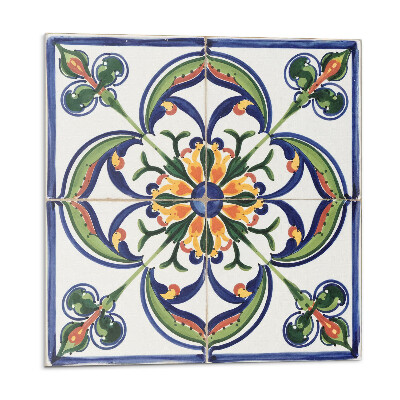 Samolepící podlahové čtverce Květinový vzor na dlaždici