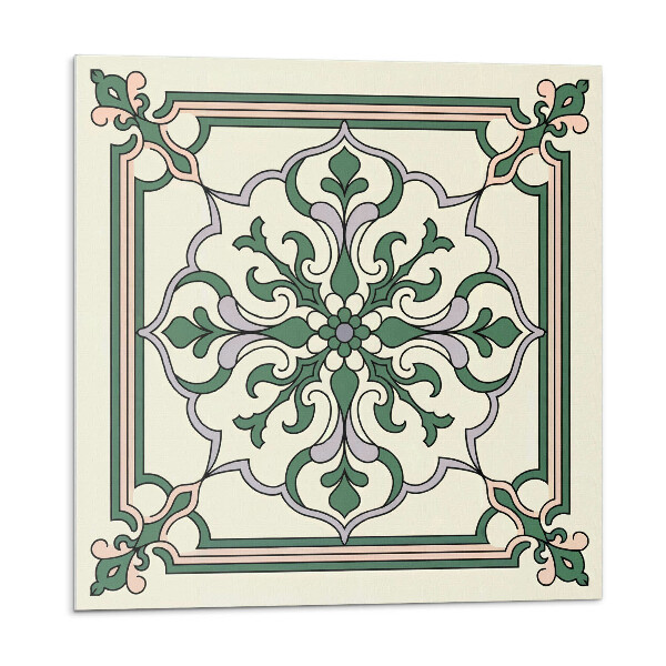 Samolepící podlahové čtverce Květinový vzor s ornamenty