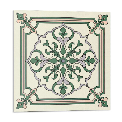 Samolepící podlahové čtverce Květinový vzor s ornamenty