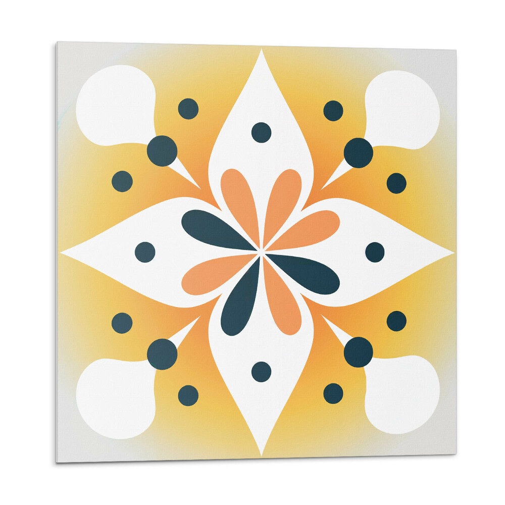 Samolepící podlahové čtverce Květinový vzor s tečkami