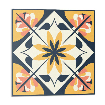 Samolepící podlahové čtverce Květinový vzor v kosočtverci