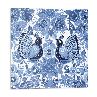 Samolepící podlahové čtverce Vzor ptáků a květin