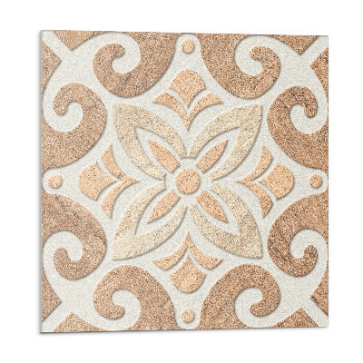 Samolepící podlahové čtverce Květinový vzor s ornamenty